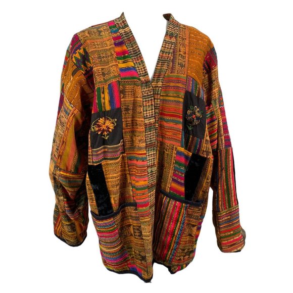 Vintage 70's Guatemala Woven Patchwork Jacket - Picture 2 of 10